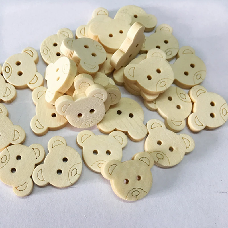 

20Pcs /40pcs Wood Sewing Button Scrapbooking Little Bear Two Holes