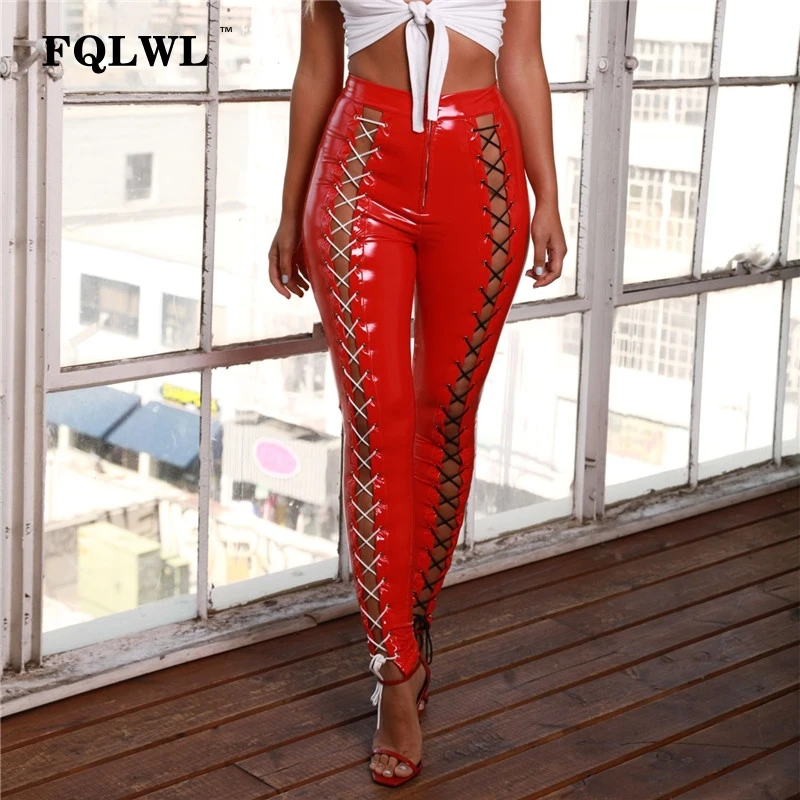 pvc lace up trousers