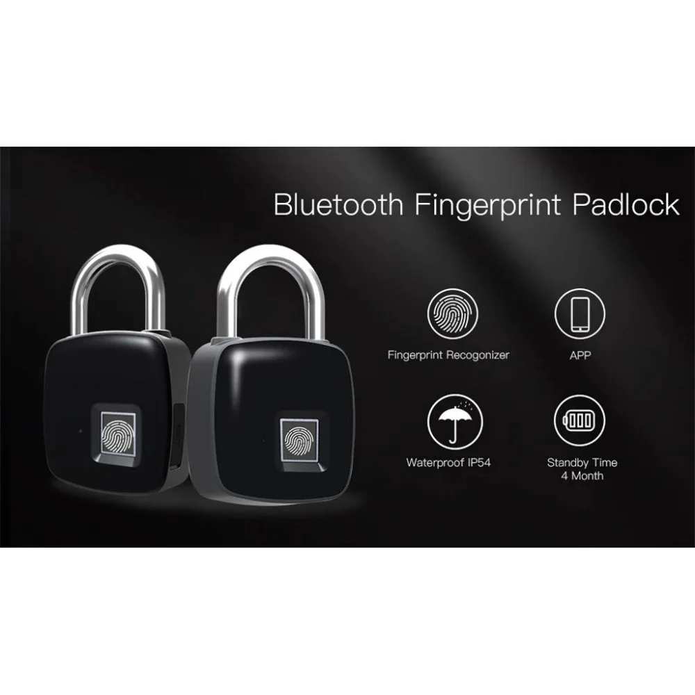 Fingerprint Padlock Smart Bluetooth Security Lock Anti-Theft Keyless Padlock Outdoor for Gym Door Backpack Luggage Suitcase