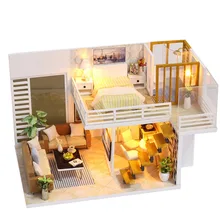 IiE SCHAFFEN Puppenhaus K031 Einfache Und Elegan Miniatur DIY Kit Mit Lichter Und Staub Abdeckung