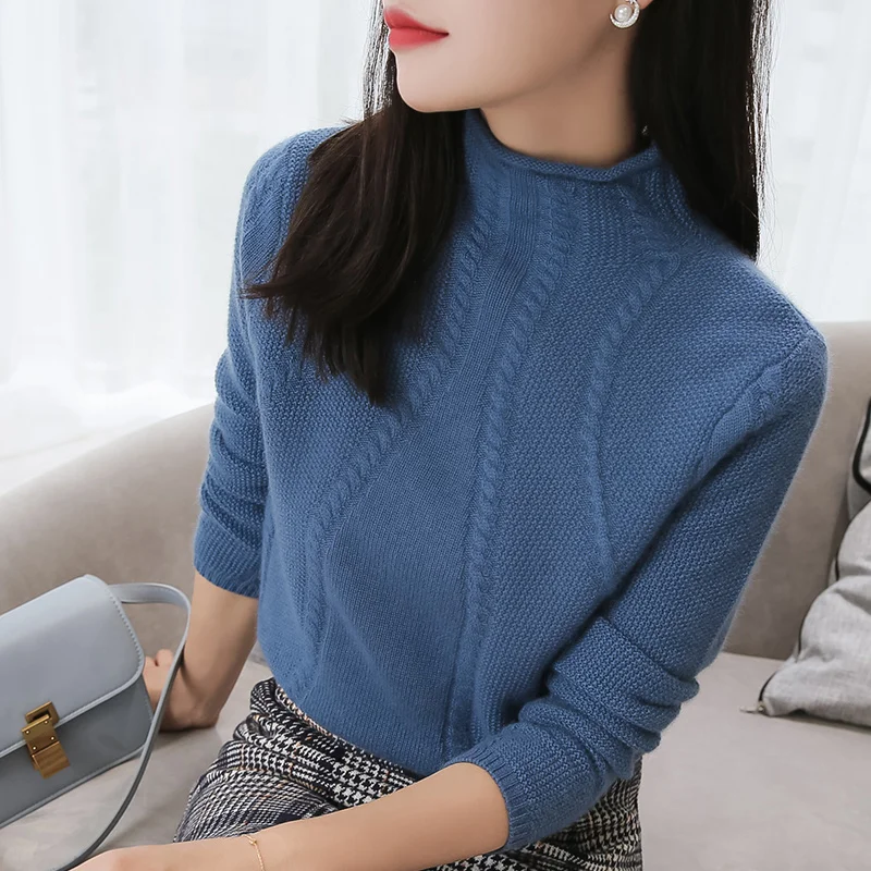 

100% Pure Goat Cashmere Knitted Sweater Women High Quality Turtleneck Pullover 5Colors Female Winter Fashion Clothes Girls Tops