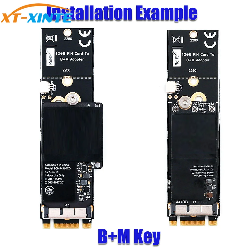 BCM94360CD BCM94360CS2 BCM943224PCIEBT2 12+ 6 Pin Bluetooth WiFi беспроводной модуль карты к M.2 NGFF ключ B+ M адаптер для Mac OS