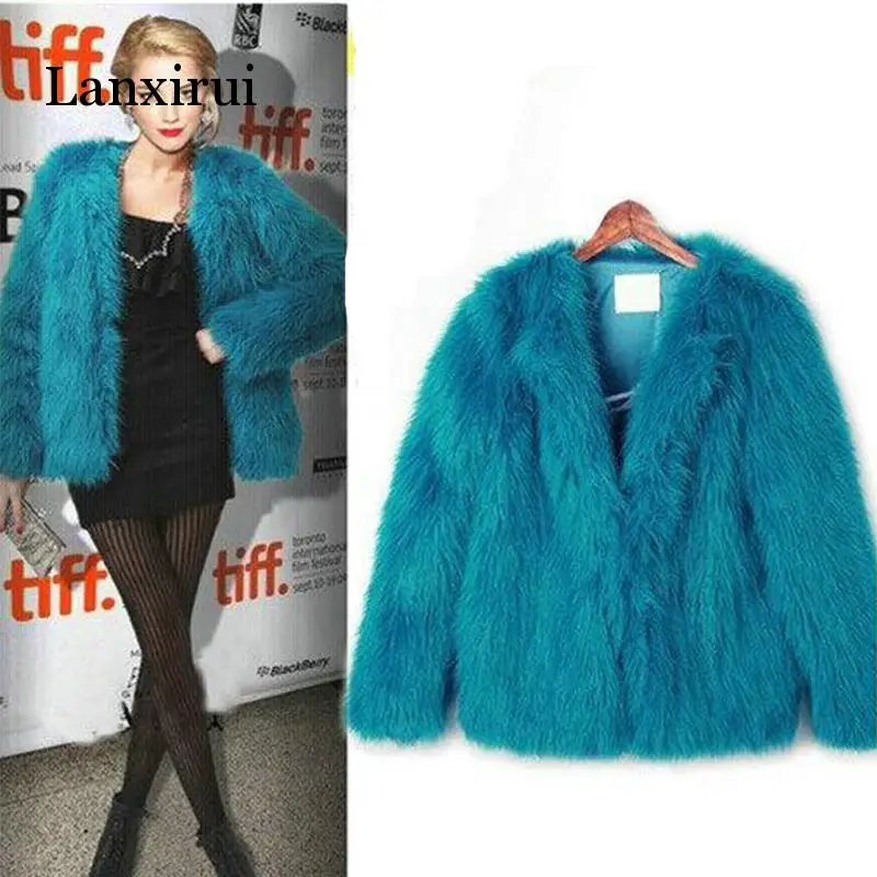 

4XL 5XL New arrival Trendy Candy Faux Fur Coat Women Fashion Slim Casual Party Jacket Coats
