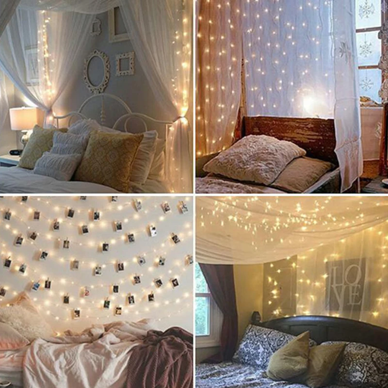16 color changer garland Battery Powered LED String Lights with Remote Control Copper Wire curtain led Fairy Lights Christmas (8)
