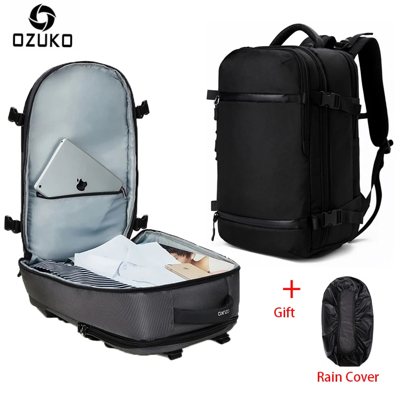 

OZUKO Multifunctional Travel Backpack Men Pack Bag Luggage USB Large Capacity Waterproof Women 17.3 Inches Laptop Backpack Male