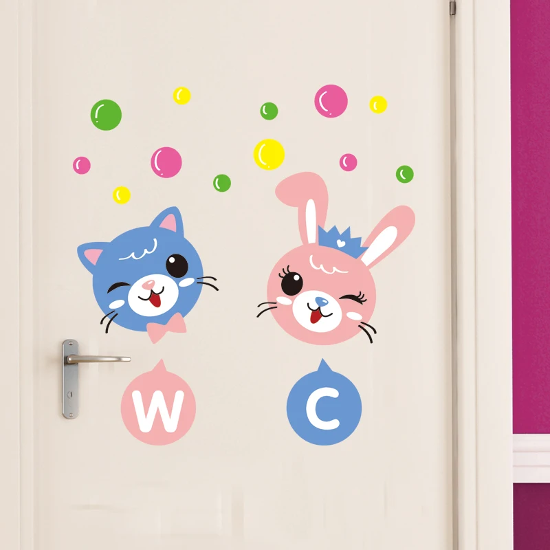 Lovely creative cartoon animals English WC toilet sign toilet decorate