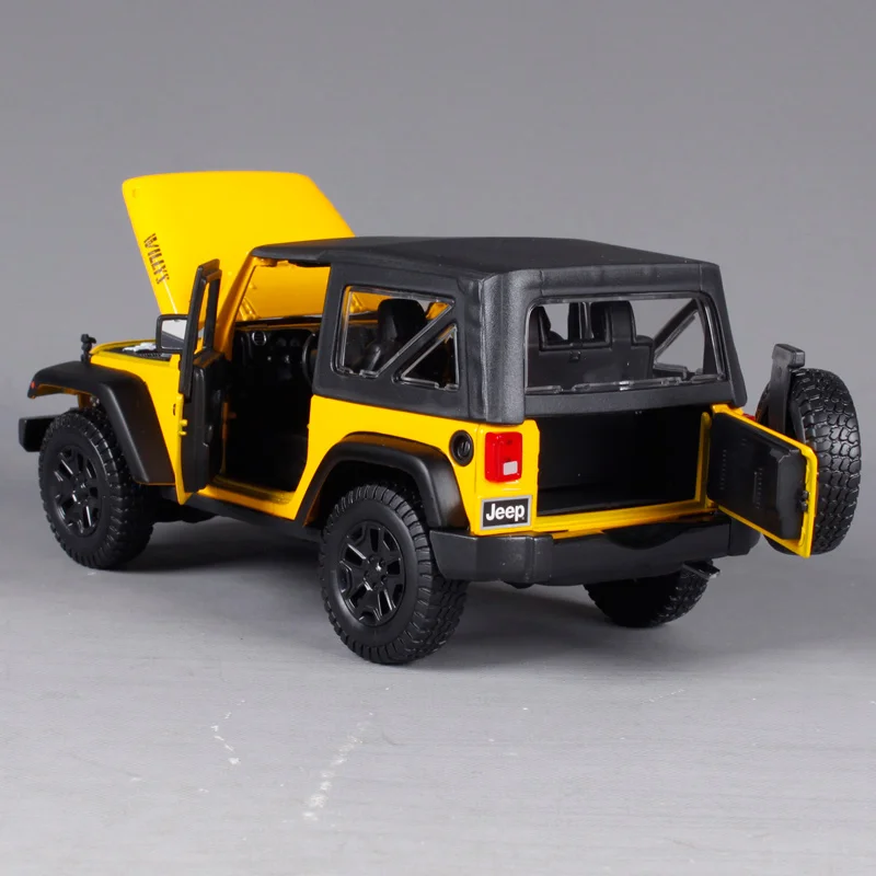 Maisto 1:18 2014 jeep wrangler willys желтый красный автомобиль литья под давлением большой игрушечный автомобиль модели для мужчин сбора модель