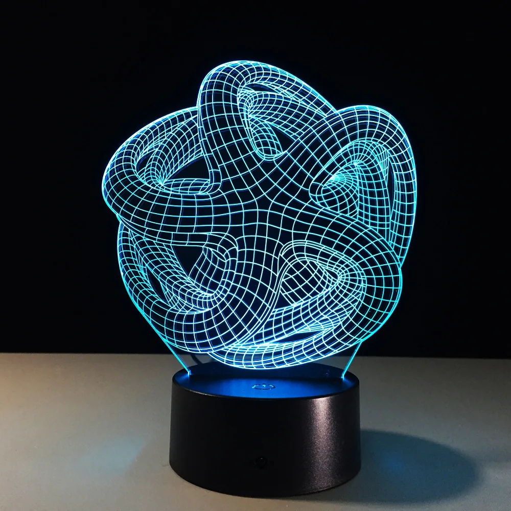 Novelty Acrylic 3D Lamp USB Night Light Abstract Pattern 7Color