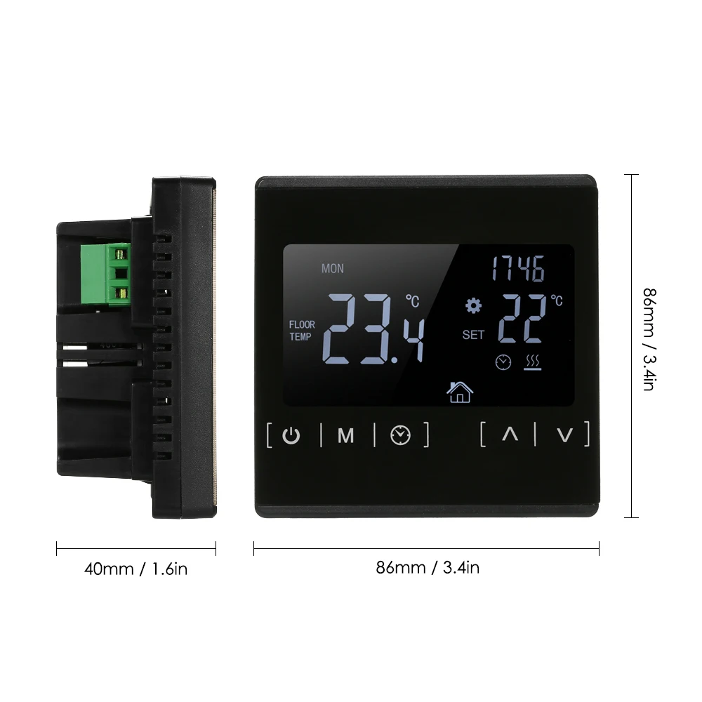 Термостат с сенсорным ЖК-экраном, электрическая система подогрева пола, терморегулятор для нагрева воды, AC85-240V измерительный прибор для измерения температуры