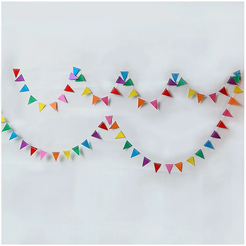 4 м овсянка цветные треугольные флажки бумажная Свадебная гирлянда баннер для фотокабинки реквизит День рождения поставляет украшения