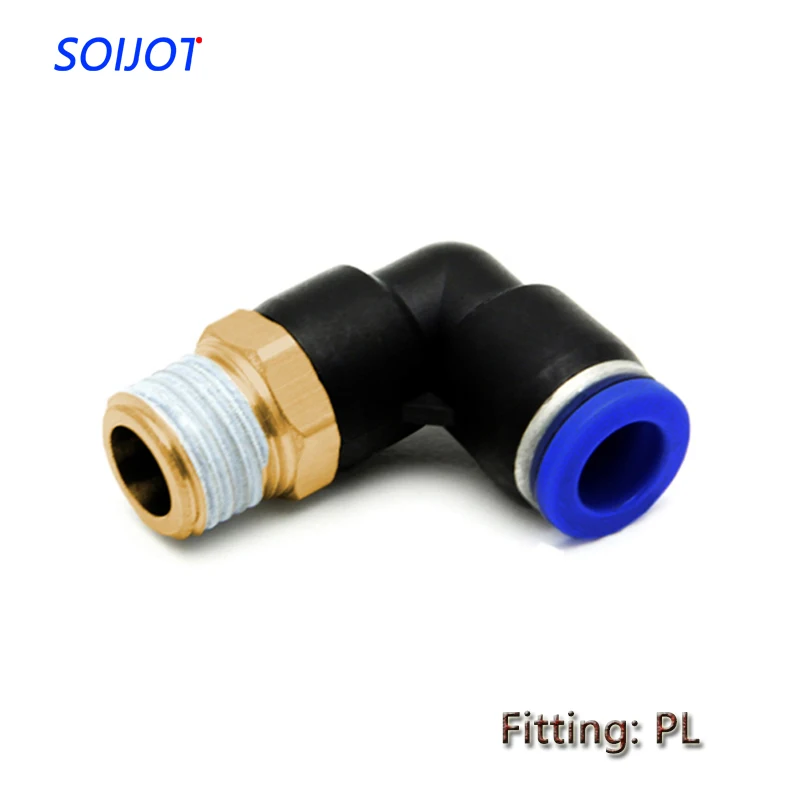 3//8 BSPT Rosca Macho 90 grados tubo de codo rápida Accesorios neumática 12 mm PL12-03