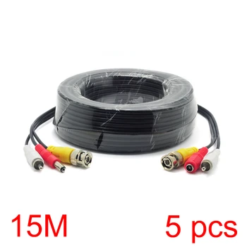

5x 15M/49FT BNC RCA DC Connector Video Audio Power Wire Cable For CCTV Camera