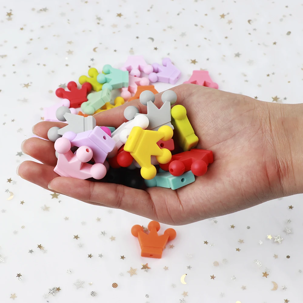 Billige 50pc Crown Silikon Perlen Baby Schmuck Zubehör Zahnen Halskette, Der Lebensmittel Silikon Perlen