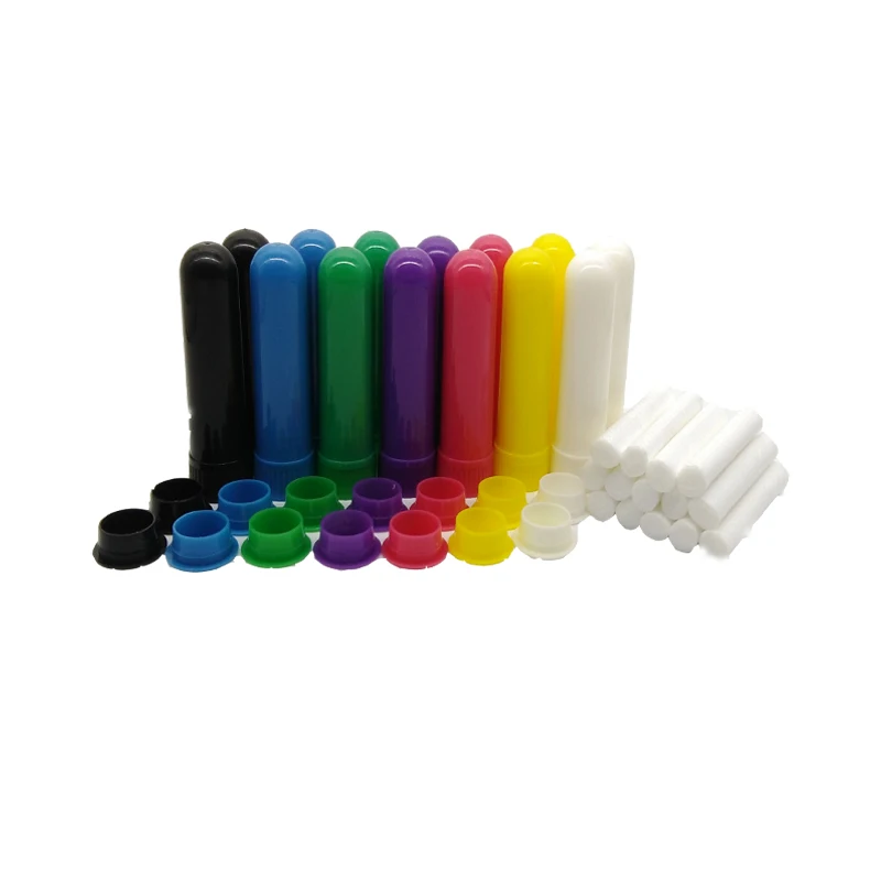 1200 sets 7 Color Aroma Nasal Inhaler Sticks Plastic Container, Blank
