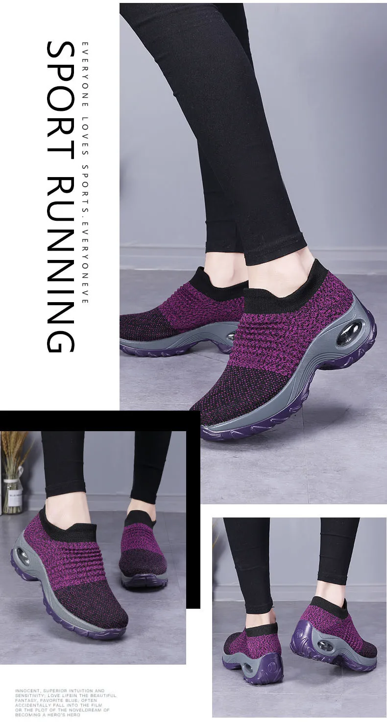 Spring Sneakers Women Flats Shoes Breathable Mesh Casual Platform Shoes Woman Creepers Comfortable Black Sock Shoes (14)