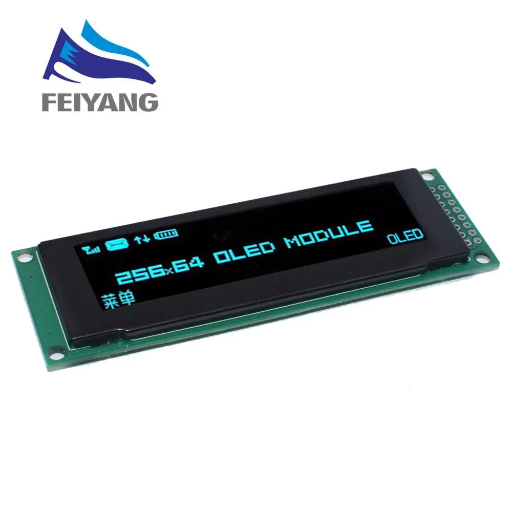 10 шт. OLED дисплей 2," 256*64 25664 точек Графический ЖК-модуль дисплей экран LCM SSD1322 контроллер Поддержка SPI - Цвет: Синий