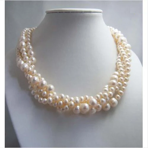 New Arriver,Handmade Pearl Jewellery,4Rows White Round Freshwater Pearl Necklace,Shell Flower Clasp,Perfect Women Jewelry Gift New Arriver,Handmade Pearl Jewellery,4Rows White Round Freshwater Pearl Necklace,Shell Flower Clasp,Perfect Women Jewelry Gift