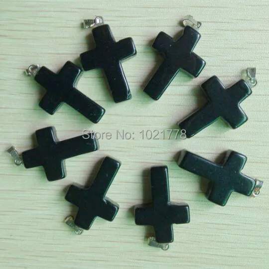 

2018 fashion Hot Sell natural Black Onyx Stone Cross charms pendants for jewelry making 50pcs/lot Wholesale free shipping