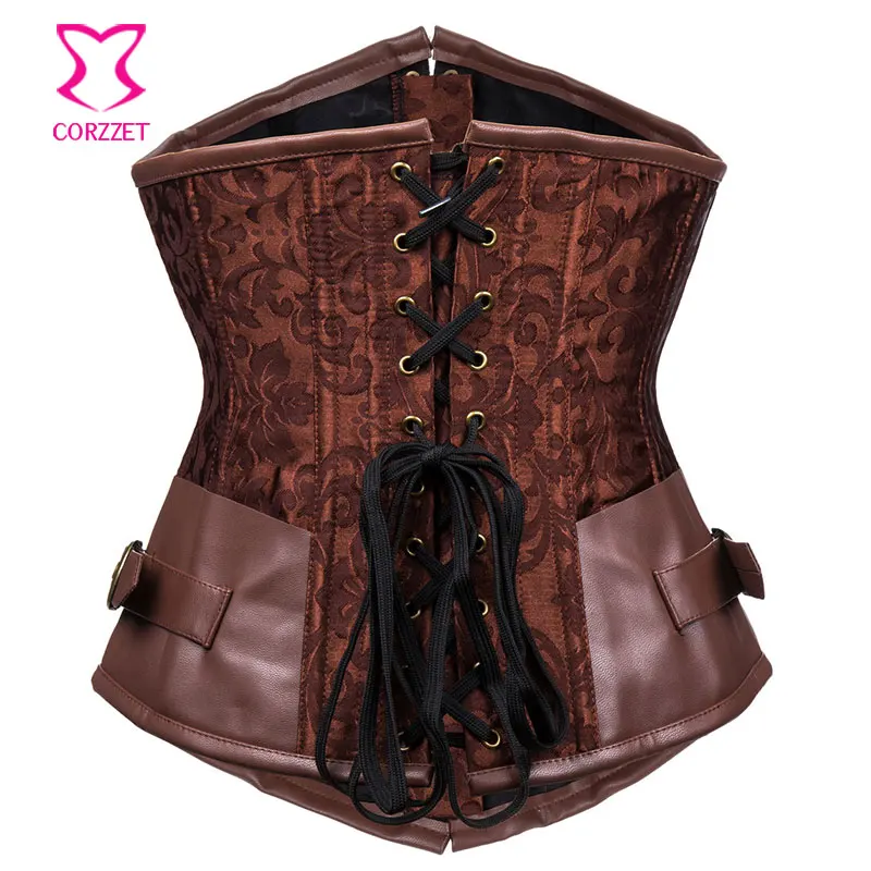 Brown-Steel-Boned-Corset-Underbust-Corsetto-Steampunk-Clothing-Women-Plus-Size-Corsets-and-Bustiers-Gothic-Corselet (2)