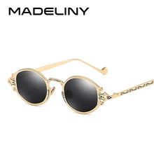 MADELINY, новинка, маленькие овальные солнцезащитные очки в стиле панк, для женщин, фирменный дизайн,, металлические круглые винтажные мужские солнцезащитные очки, UV400, MA042