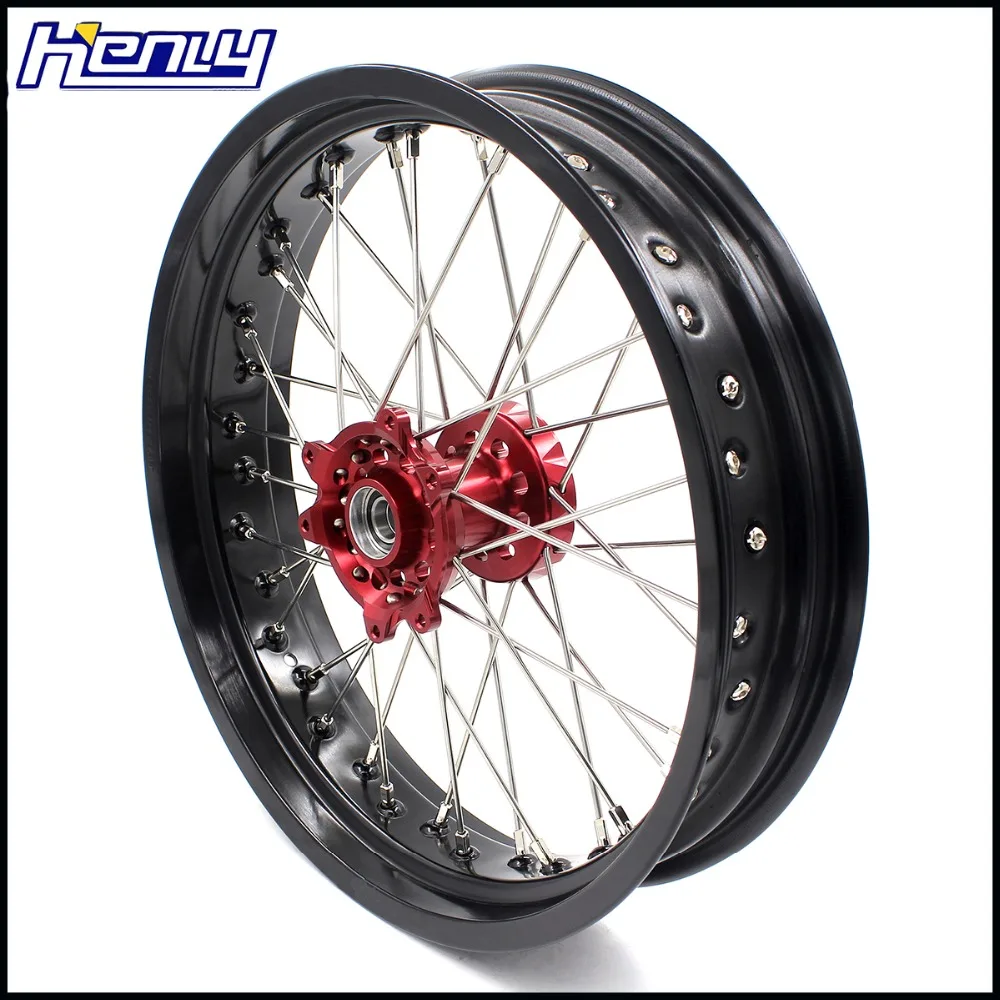 3,5/5,0 супермото Motard, колесные диски комплект для HONDA CRF250R/CRF450R-/2013 Красный ЧПУ концентраторы