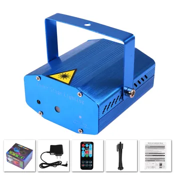 

Mini DJ Club Disco Projector Stage Laser Light Green Red Voice Control Function with Remote Suitable parties and hotels US Plug