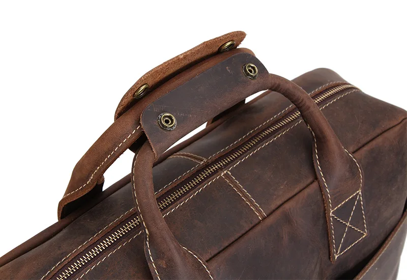 Nesitu коричневый Винтаж Пояса из натуральной кожи Crazy Horse кожа Для мужчин Портфели Курьерские сумки 14 ''портфель для ноутбука сумка # m3901