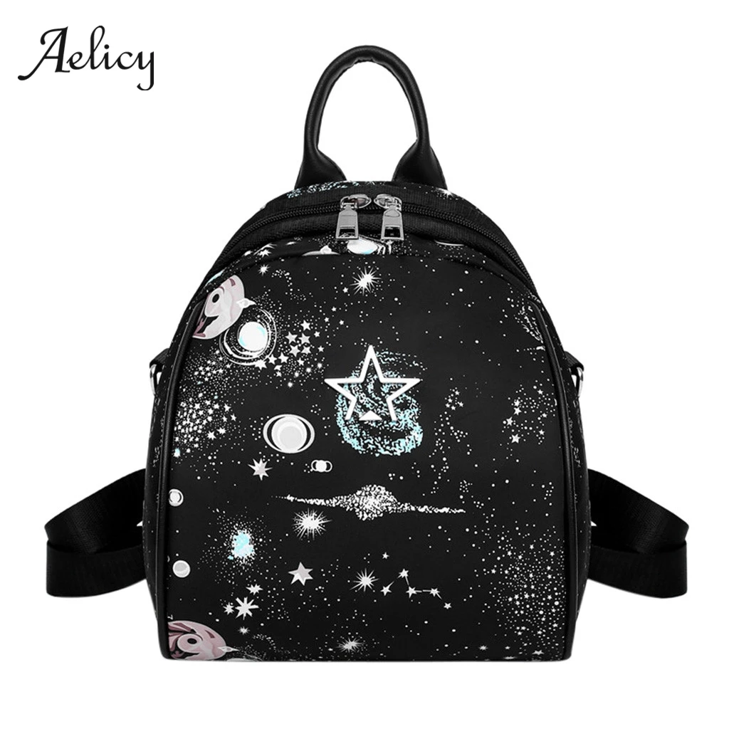 

Aelicy Small Backpacks Women Nylon Oxford Starry Pattern Backpacks Waterproof Star School Bags Lady Travel Fashion Knapsack