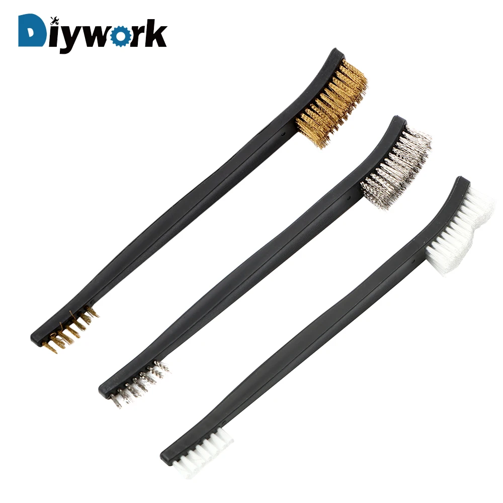 

DIYWORK 3Pcs/Set Dust Drill Brush Grinder Steel Wire Brush 17Cm Nylon Brass Wire Brush Cleaning Tools Suitable For Clean