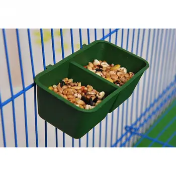 

2 in 1 Parrot Food Water Bowl Dual Feeding Cup Plastic Bird Pigeons Cage Feeder Bird Parrot Pet Aviary Water box rectangle/Round