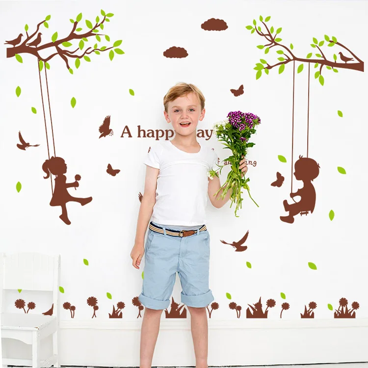 

Cute Children Wall Sticker Art Decal Home decor for Mural Stickers Cute Decals PVC Christmas Living Room Bedroom Decoration
