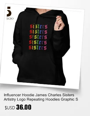 Толстовка с капюшоном с надписью «Sisters James Charles Merch Repeat», белые толстовки с капюшоном, женская уличная одежда, пуловер с длинным рукавом, худи