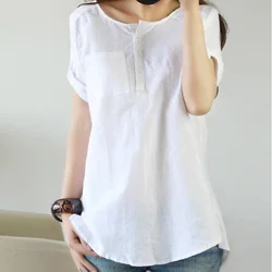 Women Summer Casual Short Sleeve Loose T Shirt Blouse Cotton And Linen Shirts Top Blouse Tops Solid Tees Women Summer Casual Short Sleeve Loose T Shirt Blouse Cotton And Linen Shirts Top Blouse Tops Solid Tees