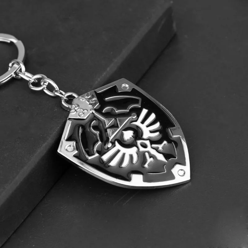 The Legend of Zelda Cosplay Keychain Metal Alloy Shield Enamel Car Key Ring Holder Accessories Props Gift