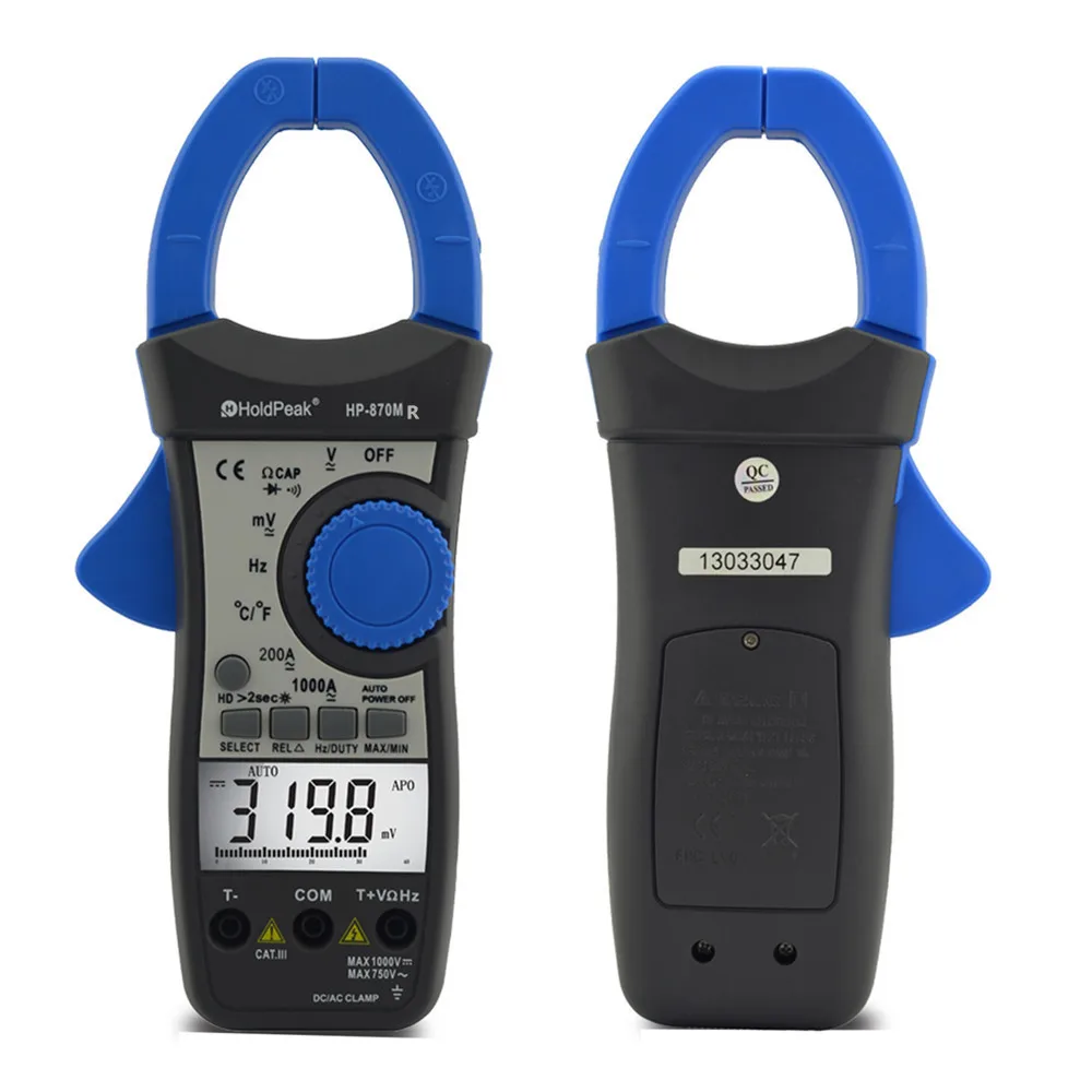 

Holdpeak HP-870MR True RMS Auto Range Digital Clamp Meter DC Ac Current Voltage Multimeter With Data Hold Temperature Tester