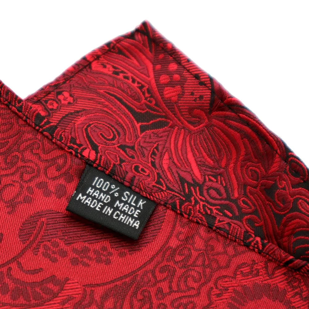 F174 классический Для мужчин шелковый платок Винтаж Hanky тканые красный квадратный платок с цветами 25*25 см Свадебная вечеринка груди аксессуары для полотенец