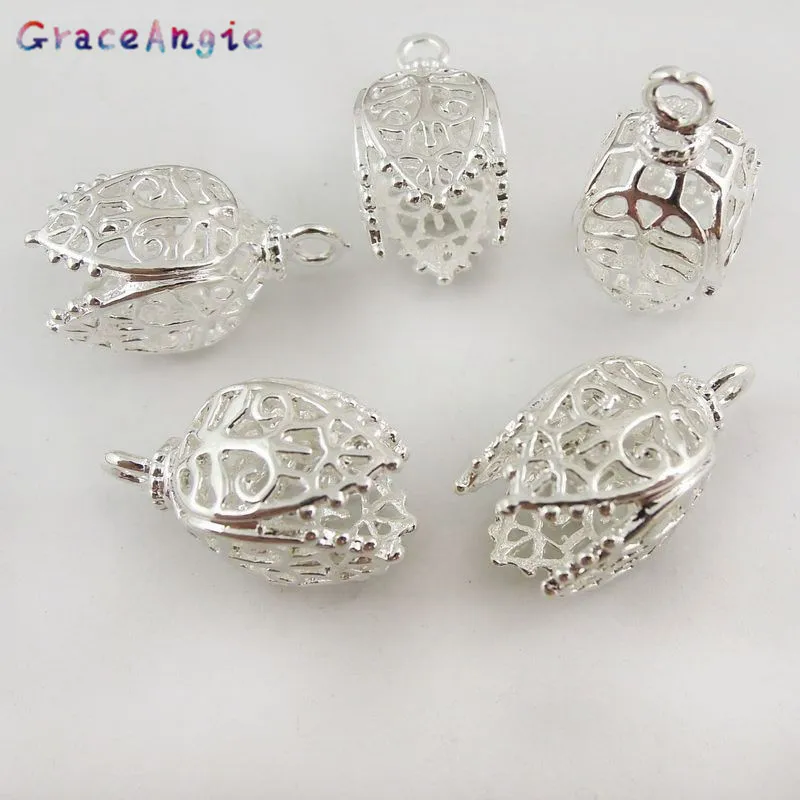 

GraceAngie 8PCS Copper Silver Hollow-Pattern Pendant Finding 16*10MM Handmade Fashion Jewelry Charms Zipper pulls Key Hair Dec