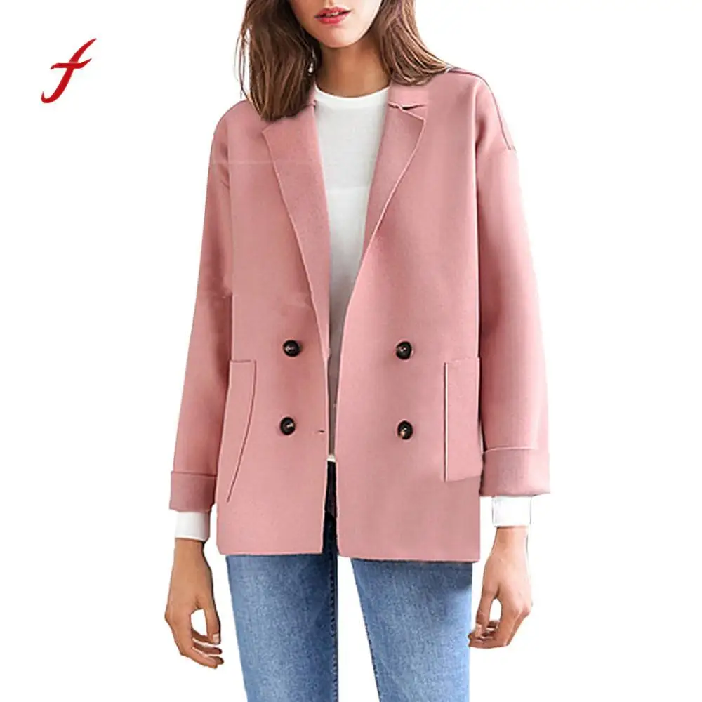 Solid Pocket Loose Coat Button Casual Women Winter Coat Thickening