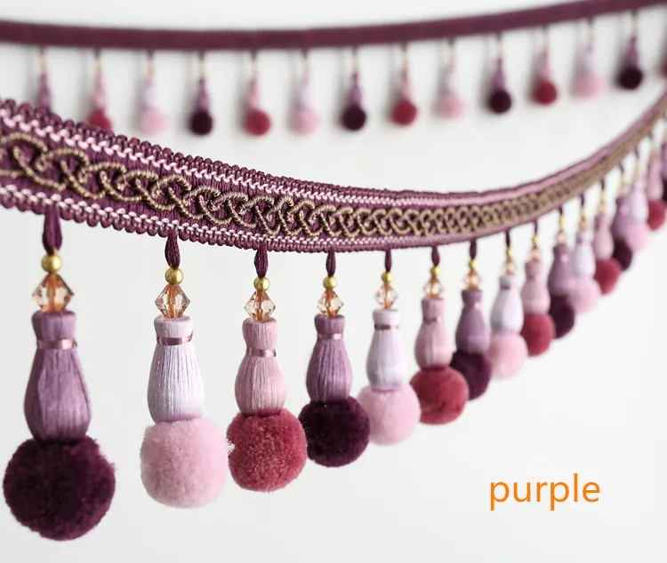 

2meter 10cm Wide Curtain Pompom Accessories Fringe Tassel Lace Trim Ribbon Sewing DIY Fabric Sofa Home Decor