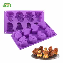 

8 Holes Mask Clown Shaped Halloween Cake Mold Silicone Mold Mousse Dessert Chocolate Brownies Cake Decorating Tools Baking Dish