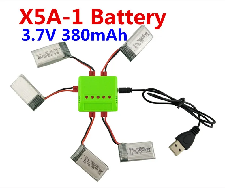 

BLL new SYMA X5A-1 Quadcopter RC Helicopter Accessories 3.7V 380mah lithium battery and charger 5 in 1 Kit