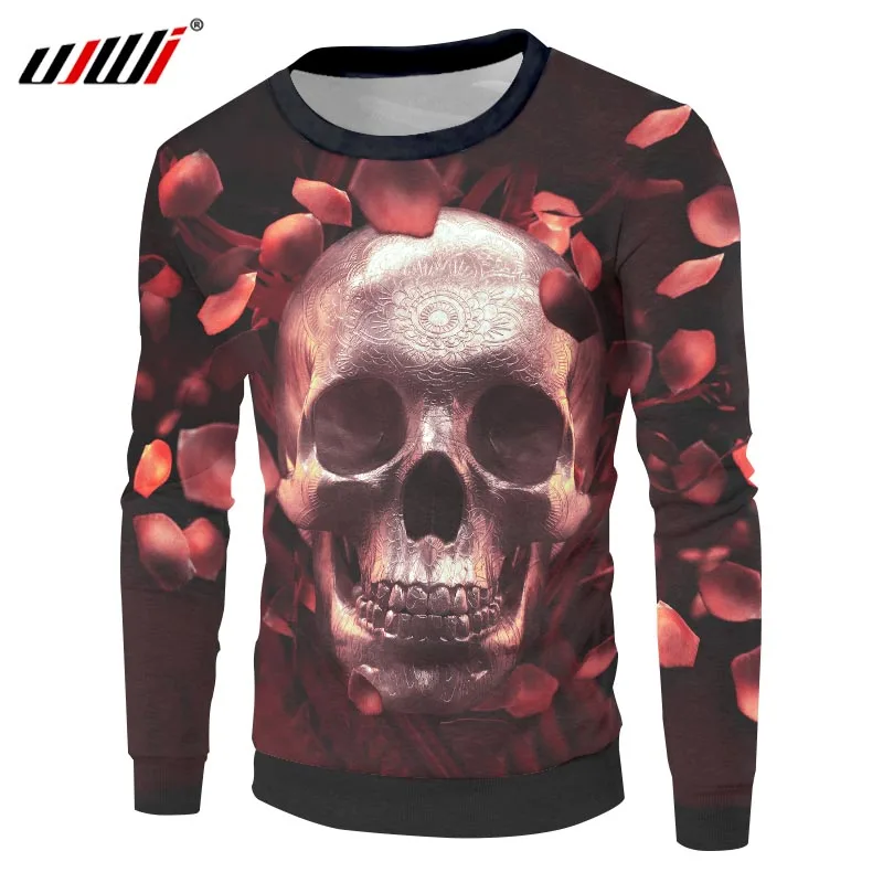 UJWI New Flower Couple Sportshirts 3D Print Rose Romantic Skull Tracksuits Sweatshirt Winter Spring Jackets Unisex Sportswears | Мужская