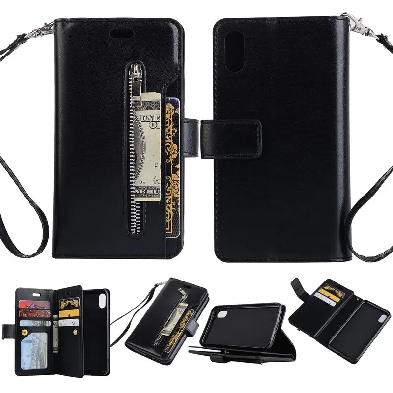 

Luxury PU Leather Cases for iPhone XS Max XR X 7 8 6 6s Plus 5 5s SE Fitted Wallet Case With Card Pocket Soft Silicon Flip Cover