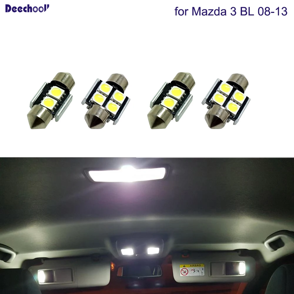 deechooll 4pcs Car LED Light for Mazda 3 2nd Gen. 2008 2013,White
