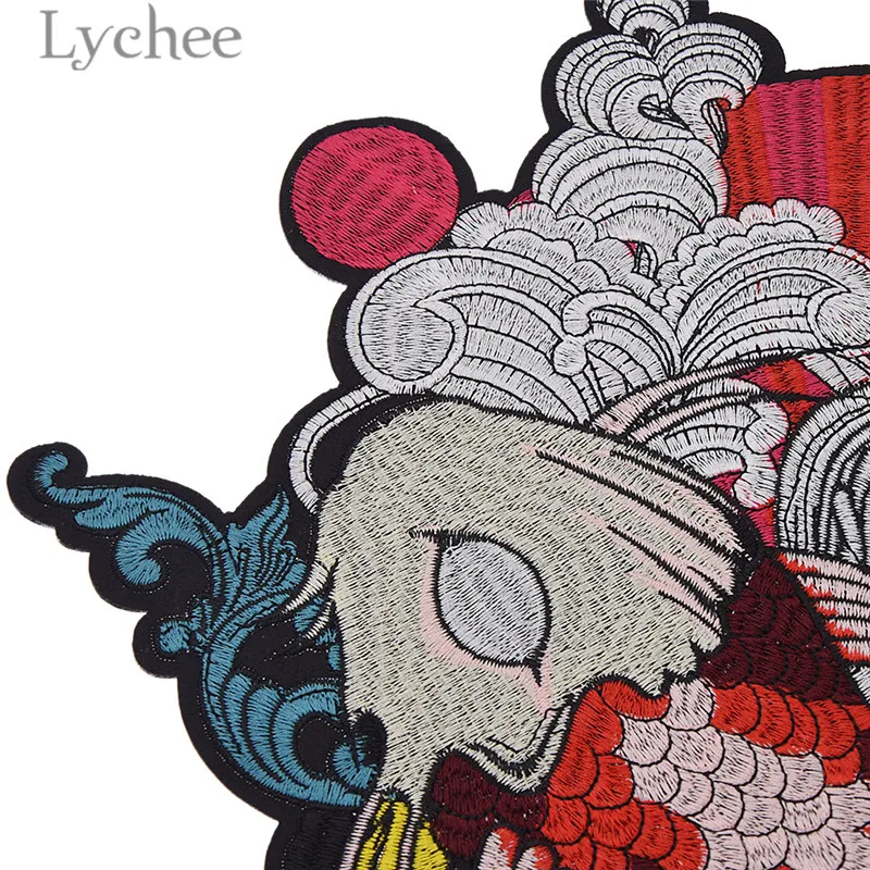 Lychee, 1 шт., вышитые нашивки в виде карпа для одежды, японский стиль, аппликации для рубашек, ручная работа, рукоделие