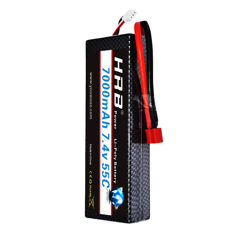 HRB 2S 7,4 V RC Lipo аккумулятор 3000mah 3300mah 4200mah 6000mAh 7000mah 8000mah 100C Жесткий Чехол для Traxxas 1/10 Scx10 автомобилей лодки