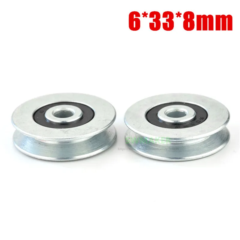 1pcs 6*33*8mm V groove, steel wire over line lifting wheel guide wheel, metal pulley bearing, mechanical rolling wheel