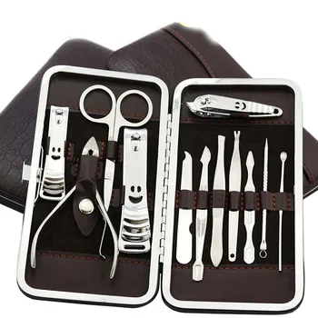 

12Pcs Quality Smile Manicure Pedicure Tool Nail Clippers Cleaner Cuticle Set Nail Care Ear Syringe Grooming Kits for Adult Kids