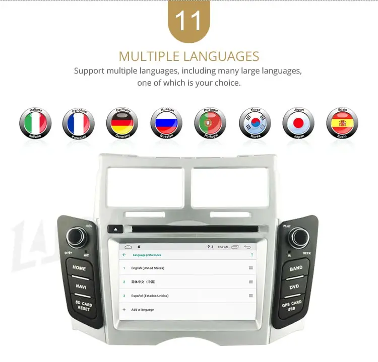 Clearance LJDA 2 Din Android 9.1 Car Radio For Toyota Yaris 2005-2011 Car Multimedia Player Stereo Auto Audio GPS Navigation DVD Video 13