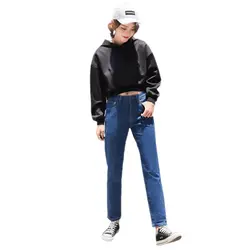 WEIXINBUY/2017 осень-зима дамы полной длины Тонкий зауженные джинсы Для женщин/джинсы для девочек Винтаж Высокая талия джинсы